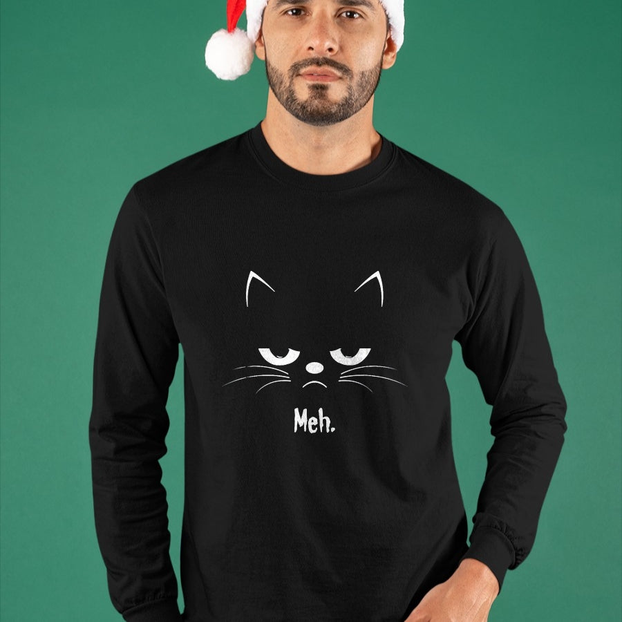 Cat Love Shirt, Funny Cat Lover Gift UnisexT-Shirt/Hoodie/Sweatshirt HLT00 - Sarcastic Funny Angry Cat Meh Halloween Costume T-Shirt, Men, Black, XX-Large