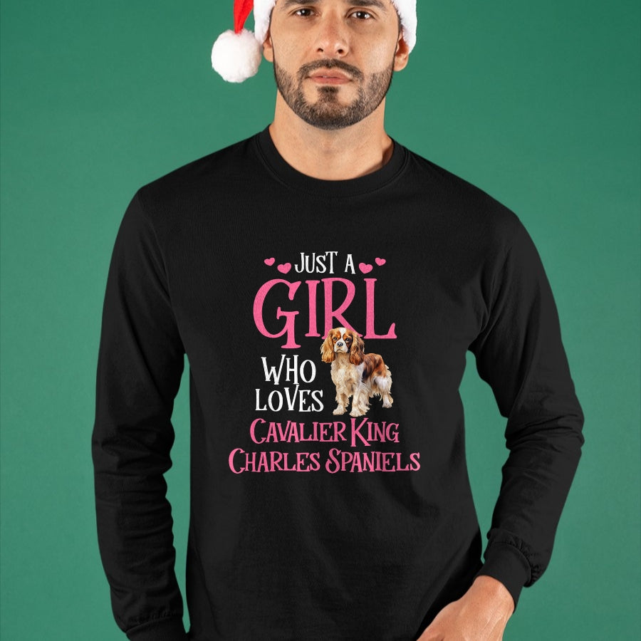 Cat Love Shirt, Funny Cat Lover Gift UnisexT-Shirt/Hoodie/Sweatshirt HLT00 - Just A Girl Who Loves Cavalier King Charles Spaniels T-Shirt