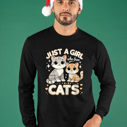 Cat Love Shirt, Funny Cat Lover Gift UnisexT-Shirt/Hoodie/Sweatshirt HLT00 - Cute Cat Just A Girl Who Loves Cats T-Shirt