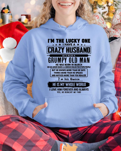 March - I am Lucky One I Have A Crazy Husband - Gift for Wife From Husband - LUAN03 (SKUT-LUCKYONE-03)
