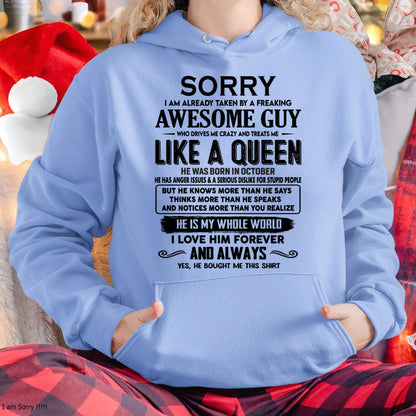 October - Sorry I am already taken by a freaking awesome guy - Gift for Wife From Husband - LUAN10 (SKU-SRG-10)