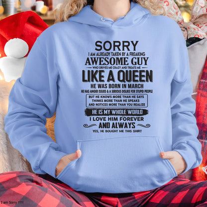 March - Sorry I am already taken by a freaking awesome guy - Gift for Wife From Husband - LUAN03 (SKU08-25-03)