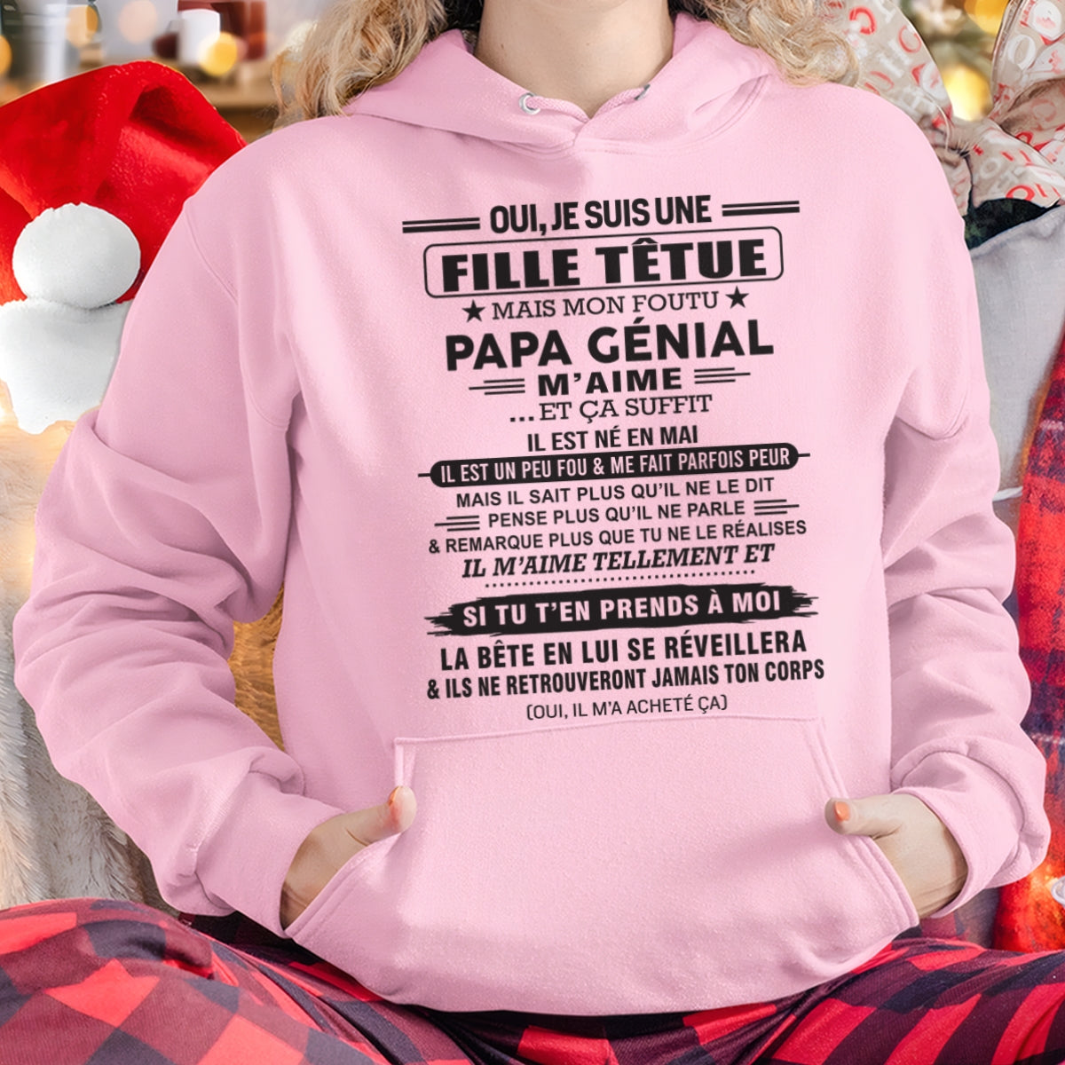 MAI - Oui, je suis une fille têtue – T-shirt | Cadeau d’anniversaire de papa pour sa fille - LUAN05 / fr05 (SKU12-214-05)