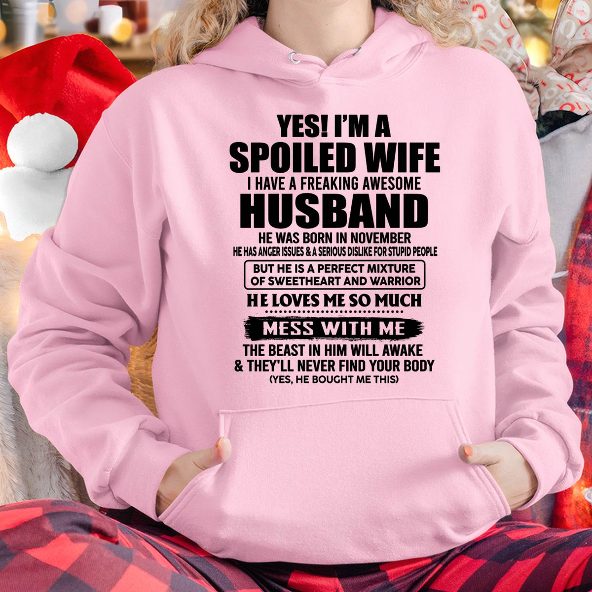 NOVEMBER - SPOILED WIFE - FREAKING AWESOME HUSBAND - SWEETHEART & WARRIOR - PERFECT GIFT FROM HUSBAND TO WIFE - LUAN11 (SKU2608-503-11)