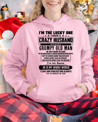 June - I am Lucky One I Have A Crazy Husband - Gift for Wife From Husband - LUAN06 (SKUT-LUCKYONE-06)