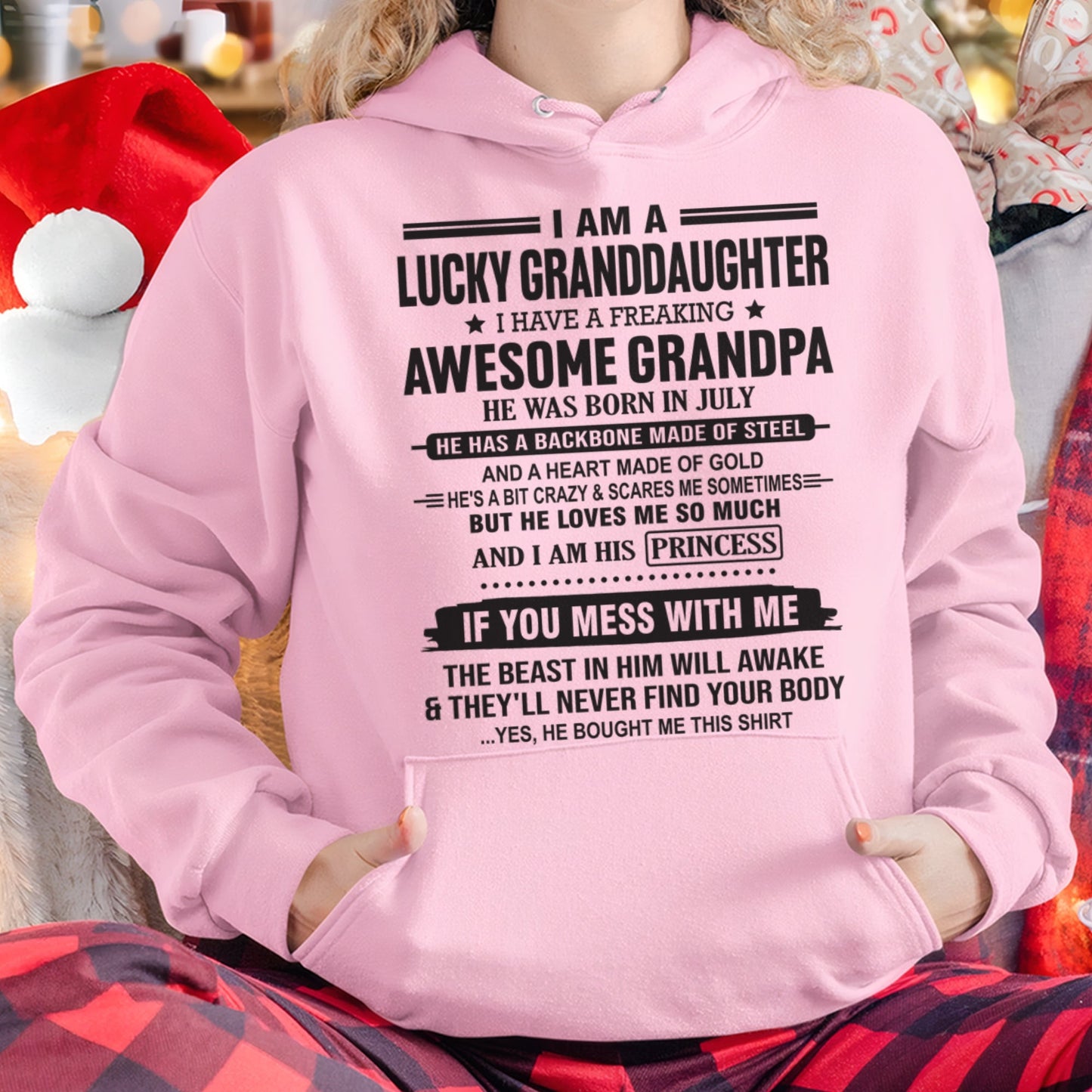 I Am A Lucky Granddaughter T-Shirt – Birthday Gift From July Grandpa / Man - luan07 (SKU11-122-07)