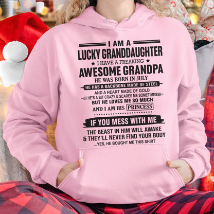 I Am A Lucky Granddaughter T-Shirt – Birthday Gift From July Grandpa / Man - luan07 (SKU11-122-07)