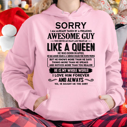 April - Sorry I am already taken by a freaking awesome guy - Gift for Wife From Husband - LUAN04 (SKU-SRG-04)