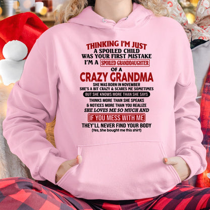 NOVEMBER - I'M A SPOILED GRANDDAUGHTER OF A CRAZY GRANDMA - From Grandma - NINA11 (SKU-GMD1-NTT11)