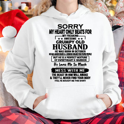 OCTOBER - GRUMPY OLD HUSBAND - SWEETHEART & WARRIOR - PERFECT GIFT FROM HUSBAND TO WIFE - LUAN10 (SKU2608-283-10)