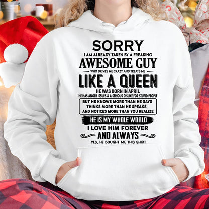 April - Sorry I am already taken by a freaking awesome guy - Gift for Wife From Husband - LUAN04 (SKU-SRG-04)