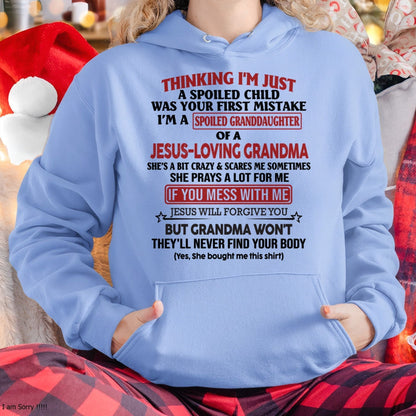 Christian Girl Shirt – Spoiled by Grandma – From Grandma to Granddaughter LUAN00 (SKU07-181-00)