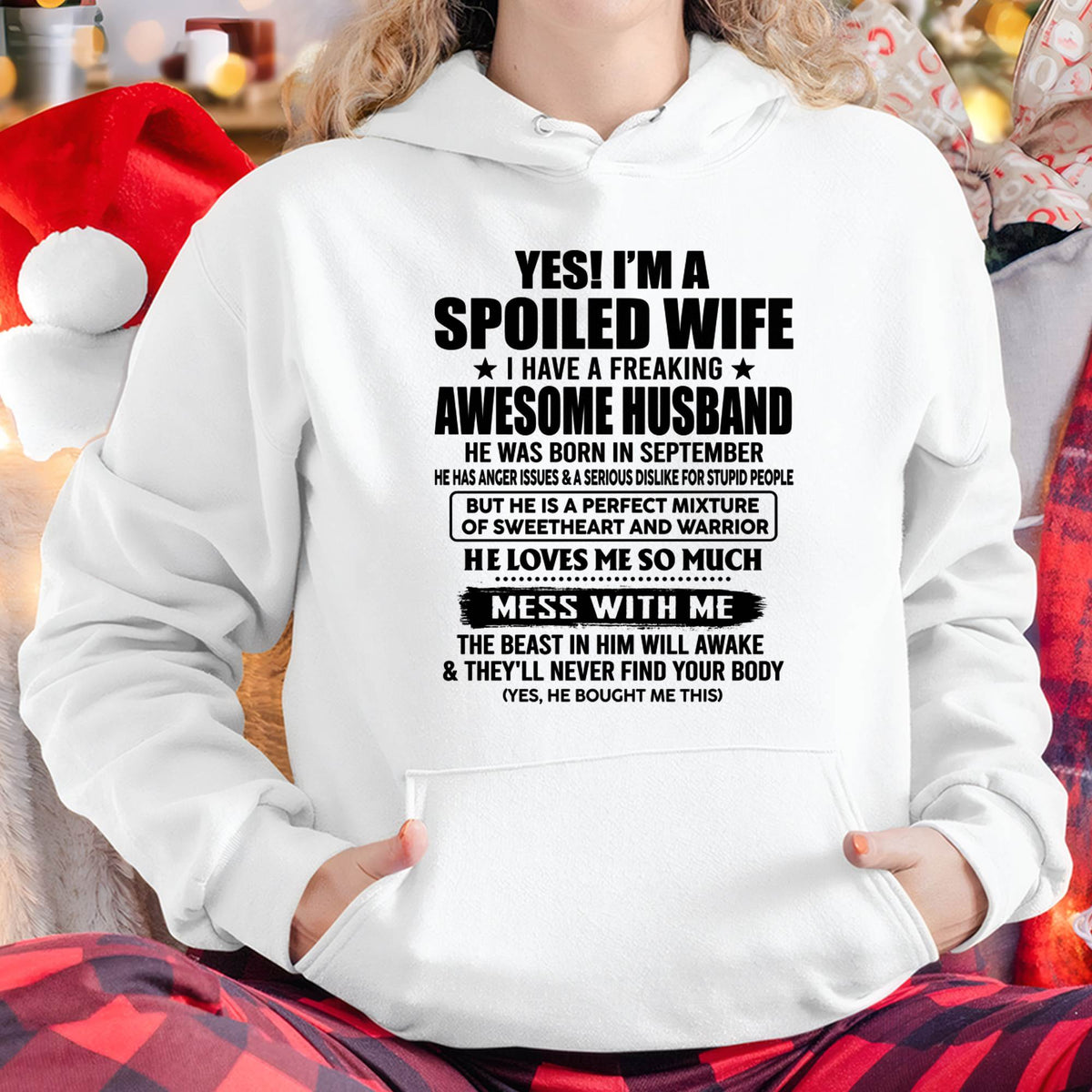 SEPTEMBER - SPOILED WIFE - FREAKING AWESOME HUSBAND - SWEETHEART & WARRIOR - PERFECT GIFT FROM HUSBAND TO WIFE - LUAN09 (SKU2609-283-09)