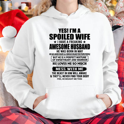 MAY - SPOILED WIFE - FREAKING AWESOME HUSBAND - SWEETHEART & WARRIOR - PERFECT GIFT FROM HUSBAND TO WIFE - LUAN05 (SKU2609-283-05)