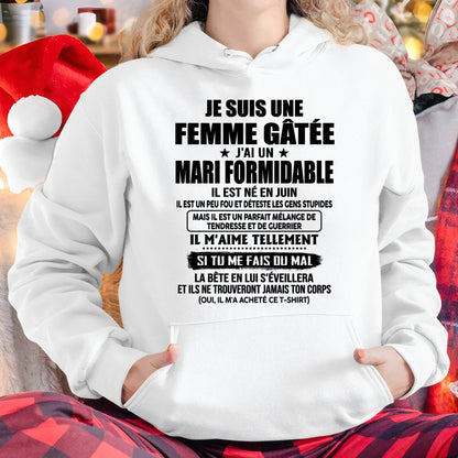 JUIN - FEMME GÂTÉE - MARI FORMIDABLE - UN PEU FOU - TENDRESSE & GUERRIER - CADEAU PARFAIT DU MARI À SA FEMME - LUAN06 (SKU2609-209-06)