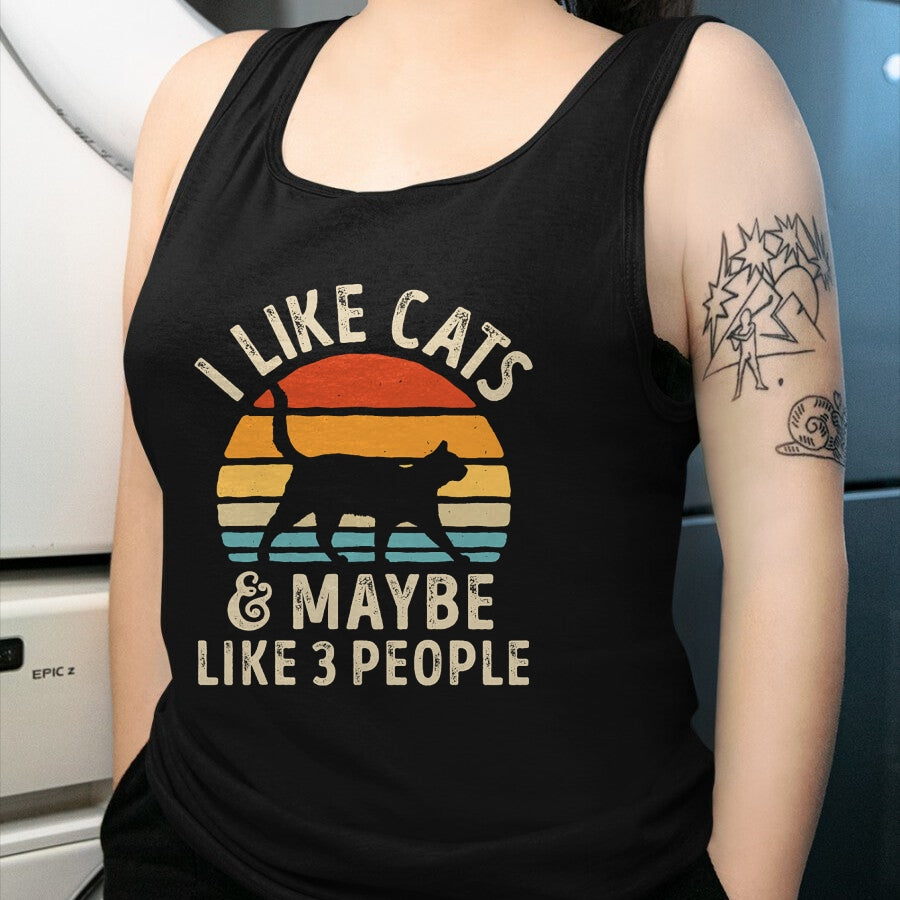 Cat Love Shirt, Funny Cat Lover Gift UnisexT-Shirt/Hoodie/Sweatshirt HLT00 - I Like Cats and Maybe Like 3 People Cat Retro Men T-Shirt