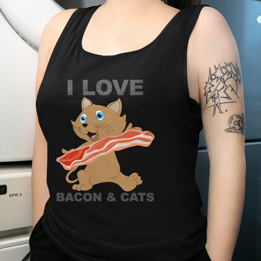 Cat Love Shirt, Funny Cat Lover Gift UnisexT-Shirt/Hoodie/Sweatshirt HLT00 - I love bacon and cats T-Shirt