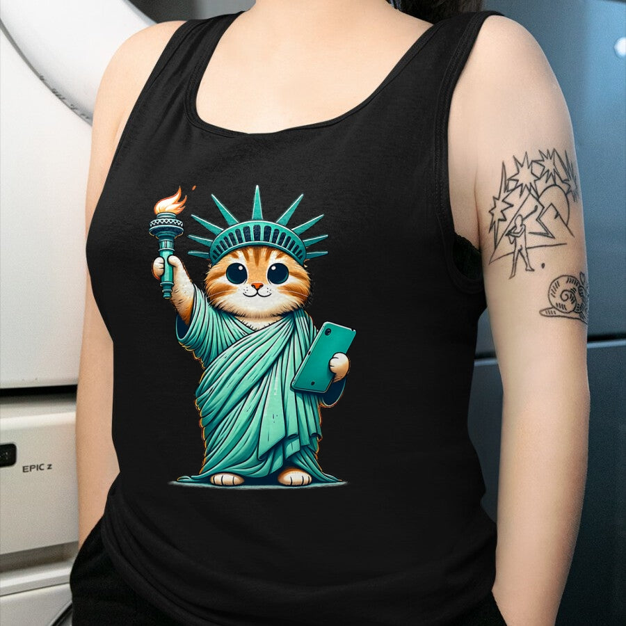 Cat Love Shirt, Funny Cat Lover Gift UnisexT-Shirt/Hoodie/Sweatshirt HLT00 - Cute Kawaii Cat Statue of Liberty I Love New York NYC T-Shirt