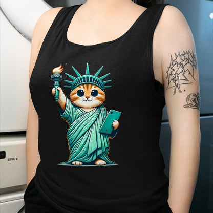 Cat Love Shirt, Funny Cat Lover Gift UnisexT-Shirt/Hoodie/Sweatshirt HLT00 - Cute Kawaii Cat Statue of Liberty I Love New York NYC T-Shirt (1)