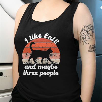 Cat Love Shirt, Funny Cat Lover Gift UnisexT-Shirt/Hoodie/Sweatshirt HLT00 - I Like Cats and Maybe 3 People T-Shirt, Men, Black, 3X-Large