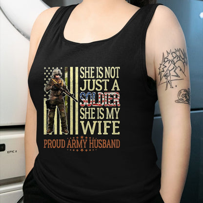 Best Husband Shirt, Wife and Husband Unisex T-Shirt/Hoodie/Sweatshirt HLT00 - She is Not Just A Soldier She is My Wife Proud Army Husband T-Shirt, Men, Black, 3X-Large