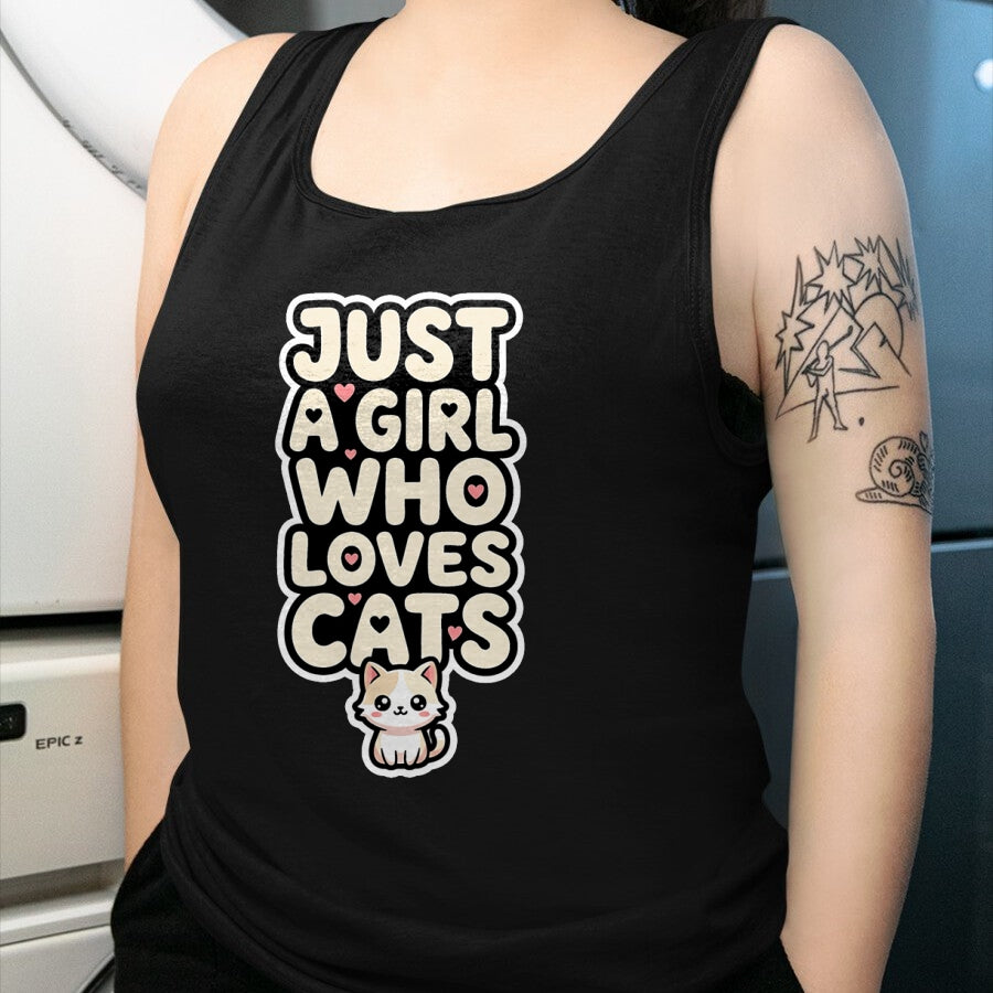 Cat Love Shirt, Funny Cat Lover Gift UnisexT-Shirt/Hoodie/Sweatshirt HLT00 - Just A Girl Who Loves Cats Kawaii Cat Kitten Lover Design T-Shirt
