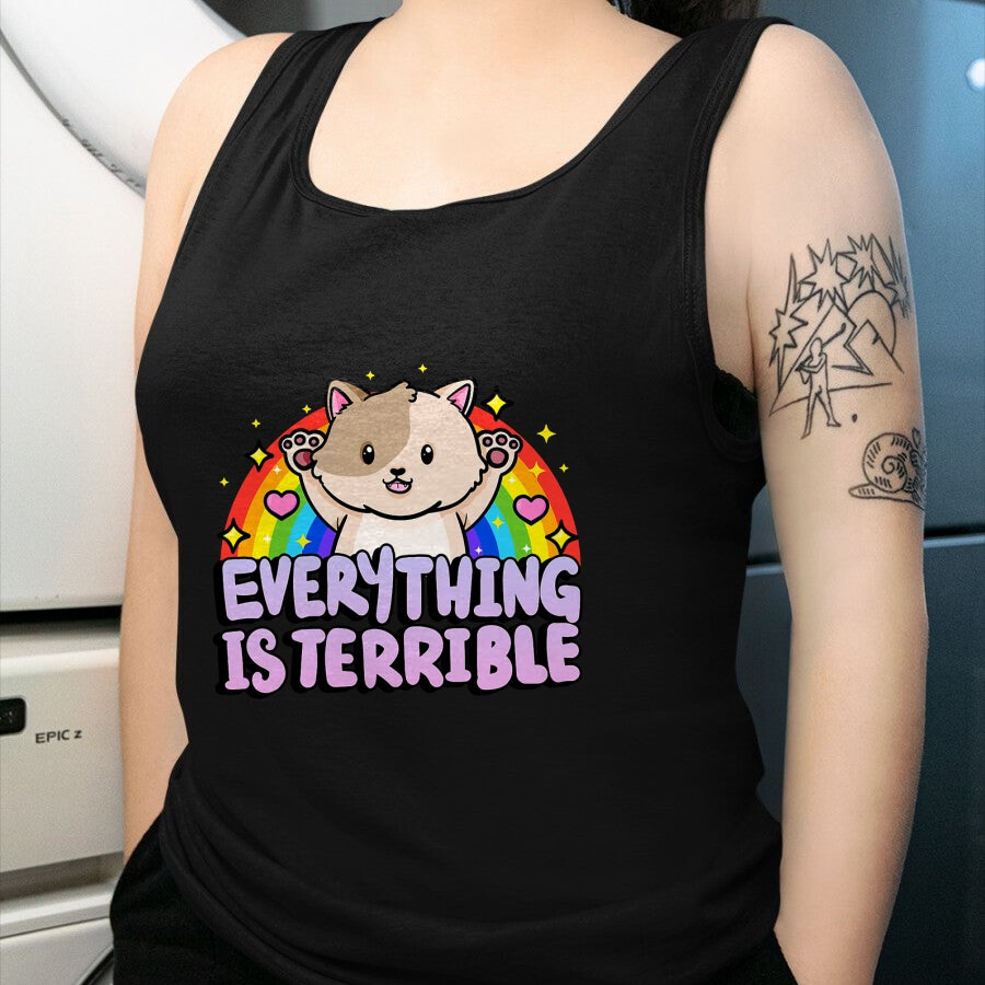 Cat Love Shirt, Funny Cat Lover Gift UnisexT-Shirt/Hoodie/Sweatshirt HLT00 - Everything is Terrible Sarcasm Rainbow Kitten Cute Cat T-Shirt (1)