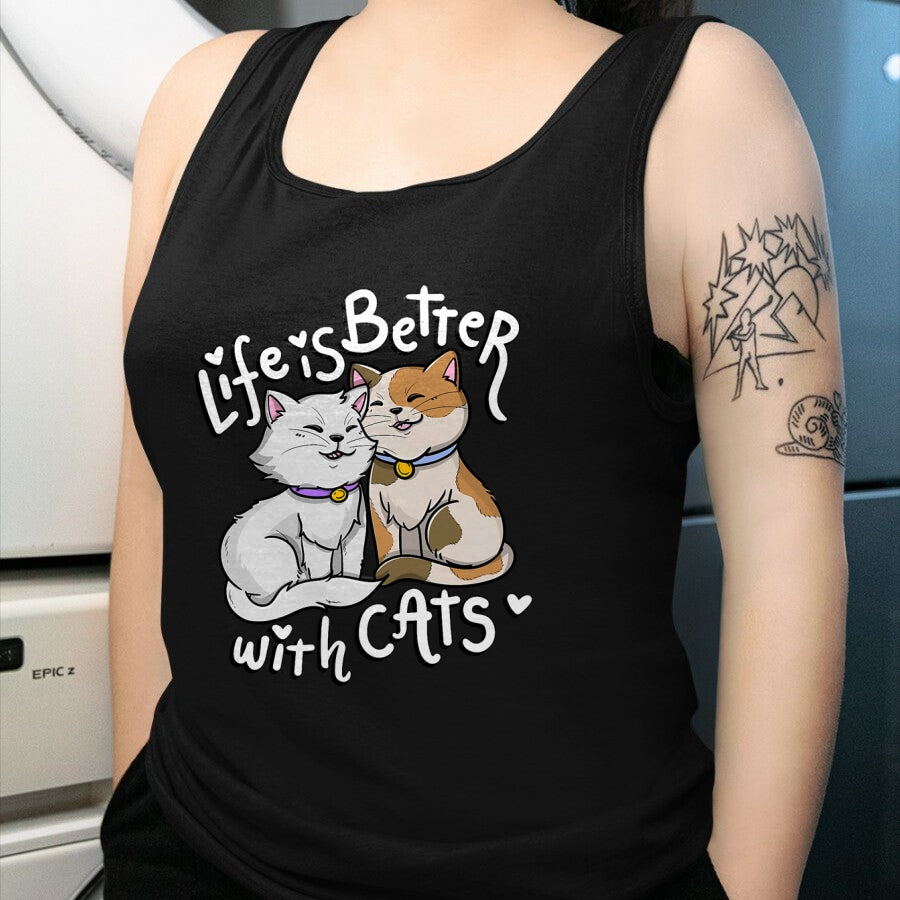 Cat Love Shirt, Funny Cat Lover Gift UnisexT-Shirt/Hoodie/Sweatshirt HLT00 - Valentine_s Cat Lover Life is Better with Cats Mother_s Day T-Shirt Small