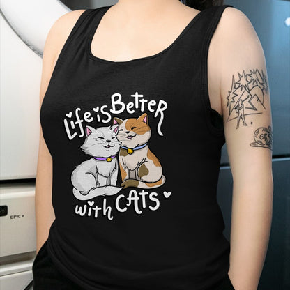 Cat Love Shirt, Funny Cat Lover Gift UnisexT-Shirt/Hoodie/Sweatshirt HLT00 - Valentine_s Cat Lover Life is Better with Cats Mother_s Day T-Shirt Small