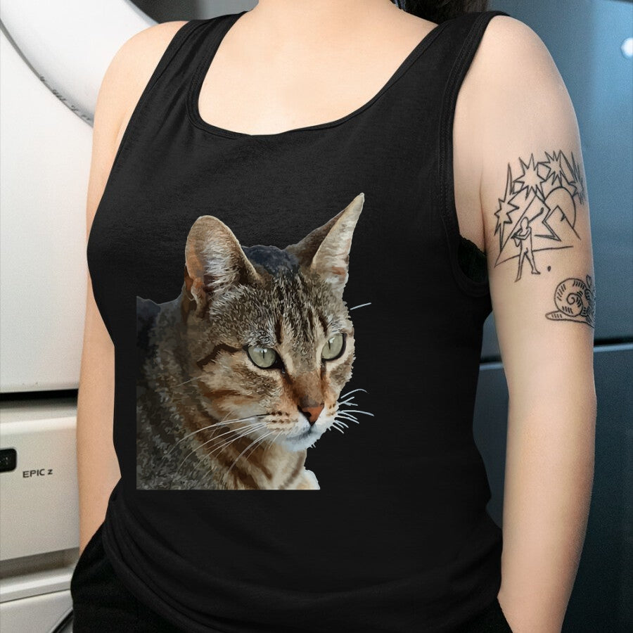 Cat Love Shirt, Funny Cat Lover Gift UnisexT-Shirt/Hoodie/Sweatshirt HLT00 - Stunning Tabby Cat Close Up Portrait Vector T-Shirt (1)