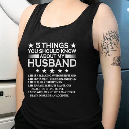Best Husband Shirt, Wife and Husband Unisex T-Shirt/Hoodie/Sweatshirt HLT00 - 5 Things You Should Know About My Husband Marriage T-Shirt (1)