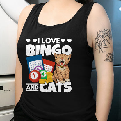 Cat Love Shirt, Funny Cat Lover Gift UnisexT-Shirt/Hoodie/Sweatshirt HLT00 - Cat Lover I Love Bingo and Cats Gambling Bingo Player Bingo T-Shirt