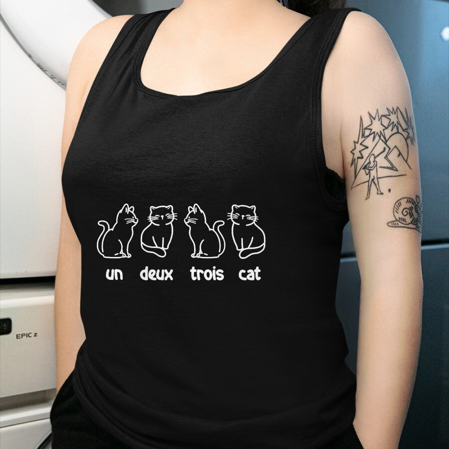 Cat Love Shirt, Funny Cat Lover Gift UnisexT-Shirt/Hoodie/Sweatshirt HLT00 - Un Deux Trois Cat - French Cat Lover Kitty Owner T-Shirt, Men, Black, 3X-Large