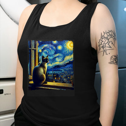 Cat Love Shirt, Funny Cat Lover Gift UnisexT-Shirt/Hoodie/Sweatshirt HLT00 - Cat Siamese Cat Starry Night Siamese T-Shirt