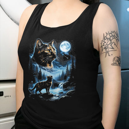 Cat Love Shirt, Funny Cat Lover Gift UnisexT-Shirt/Hoodie/Sweatshirt HLT00 - Tortoiseshell Cat Howling At Moon Celestial Parody Design T-Shirt, Men, Black, 3X-Large