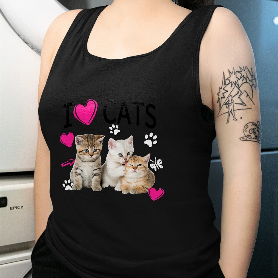 Cat Love Shirt, Funny Cat Lover Gift UnisexT-Shirt/Hoodie/Sweatshirt HLT00 - Cat Lover Tee Cute I Love Cats Kittens Hearts Paws Gift Idea T-Shirt (1)