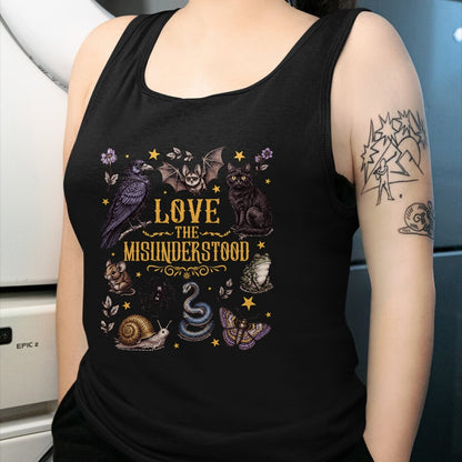 Cat Love Shirt, Funny Cat Lover Gift UnisexT-Shirt/Hoodie/Sweatshirt HLT00 - Vintage Love The Misunderstood Bat Raven Cat Snake Moth Frog T-Shirt