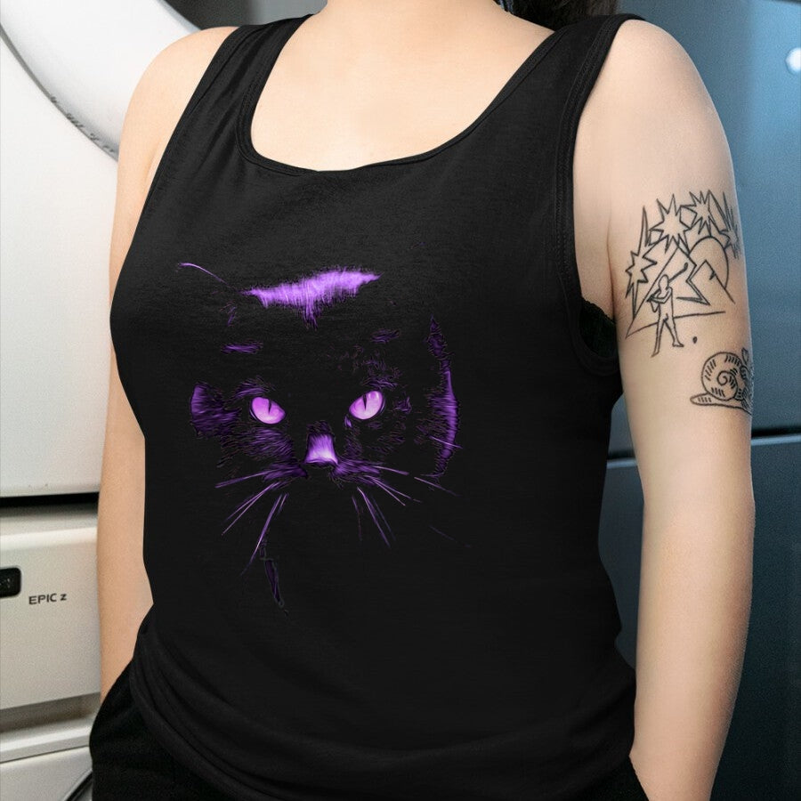 Cat Love Shirt, Funny Cat Lover Gift UnisexT-Shirt/Hoodie/Sweatshirt HLT00 - Cool Halloween Shirt Purple Cat, Witches Familiar, Cat_s Eye T-Shirt, Women, Black, X-Large