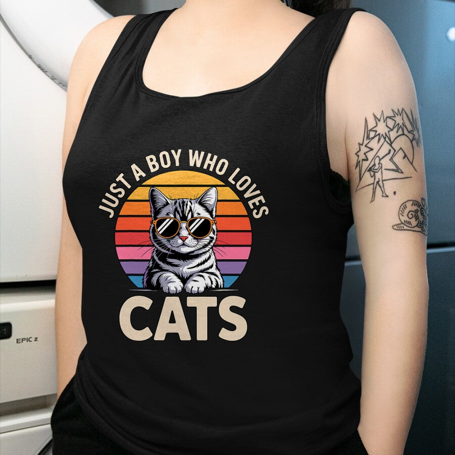 Cat Love Shirt, Funny Cat Lover Gift UnisexT-Shirt/Hoodie/Sweatshirt HLT00 - Just a Boy Who Loves Cats T-Shirt