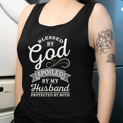 Best Husband Shirt, Wife and Husband Unisex T-Shirt/Hoodie/Sweatshirt HLT00 - Blessed by God and Spoiled by My Husband T Shirt T-Shirt
