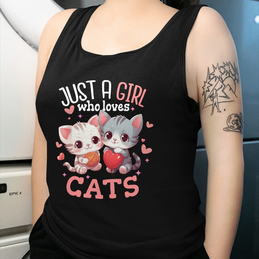 Cat Love Shirt, Funny Cat Lover Gift UnisexT-Shirt/Hoodie/Sweatshirt HLT00 - Just A Girl Who Loves Cats Cute Kawaii Hearts Cat Lover T-Shirt