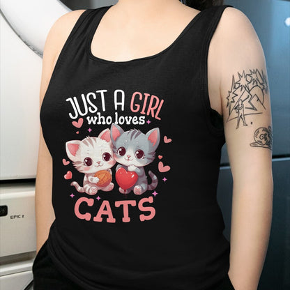 Cat Love Shirt, Funny Cat Lover Gift UnisexT-Shirt/Hoodie/Sweatshirt HLT00 - Just A Girl Who Loves Cats Cute Kawaii Hearts Cat Lover T-Shirt
