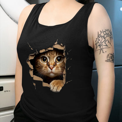 Cat Love Shirt, Funny Cat Lover Gift UnisexT-Shirt/Hoodie/Sweatshirt HLT00 - Cute Kitten Looks from Torn Fabric - Cats T-Shirt, Men, Olive Green, X-Large