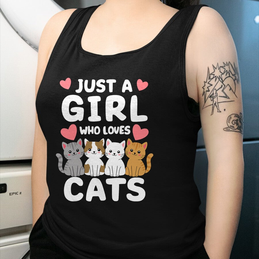 Cat Love Shirt, Funny Cat Lover Gift UnisexT-Shirt/Hoodie/Sweatshirt HLT00 - Cat Just A Girl Who Loves Cats T-Shirt (2)