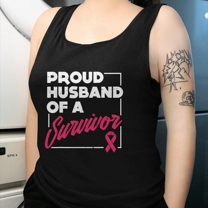 Best Husband Shirt, Wife and Husband Unisex T-Shirt/Hoodie/Sweatshirt HLT00 - Proud Husband of Survivor Breast Cancer Awareness Men Gift T-Shirt