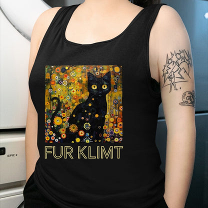 Cat Love Shirt, Funny Cat Lover Gift UnisexT-Shirt/Hoodie/Sweatshirt HLT00 - Black Cat in Klimt Painting, Cat Lover, Artist Art Student T-Shirt, Men, Black, 3X-Large