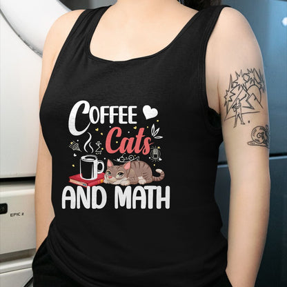 Cat Love Shirt, Funny Cat Lover Gift UnisexT-Shirt/Hoodie/Sweatshirt HLT00 - I Love Math Cats And Coffee Heart Mathematics Teacher T-Shirt