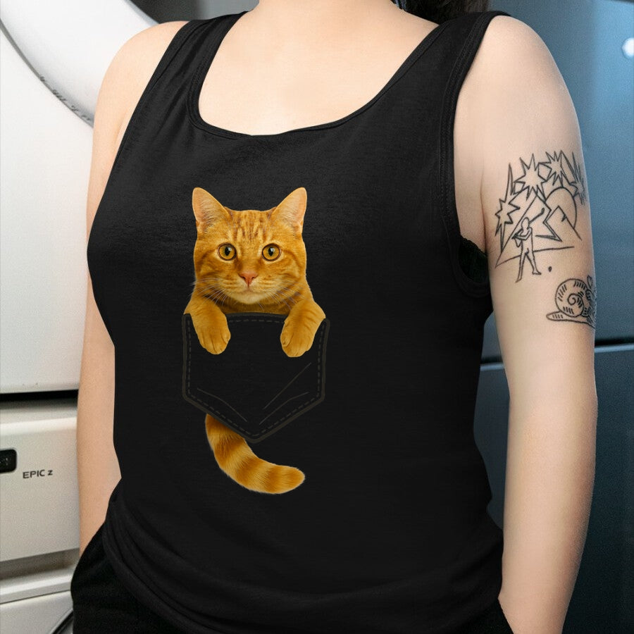 Cat Love Shirt, Funny Cat Lover Gift UnisexT-Shirt/Hoodie/Sweatshirt HLT00 - Cute Tabby Cat Pocket Funny Gifts Cat Mom Cat Dad Cat Lover T-Shirt