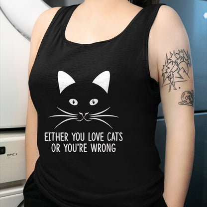 Cat Love Shirt, Funny Cat Lover Gift UnisexT-Shirt/Hoodie/Sweatshirt HLT00 - Either You Love Cats Or You_re Wrong - T-Shirt, Men, Navy Blue, 3X-Large