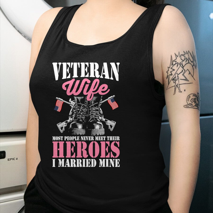 Best Husband Shirt, Wife and Husband Unisex T-Shirt/Hoodie/Sweatshirt HLT00 - Veteran Wife Married Mine Proud Military Veteran Husband T-Shirt